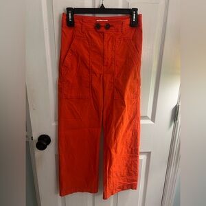 Anthropologie Maeve colette cropped wide leg Bright Orange Pants sz 0